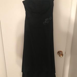 Strapless black high-low dress